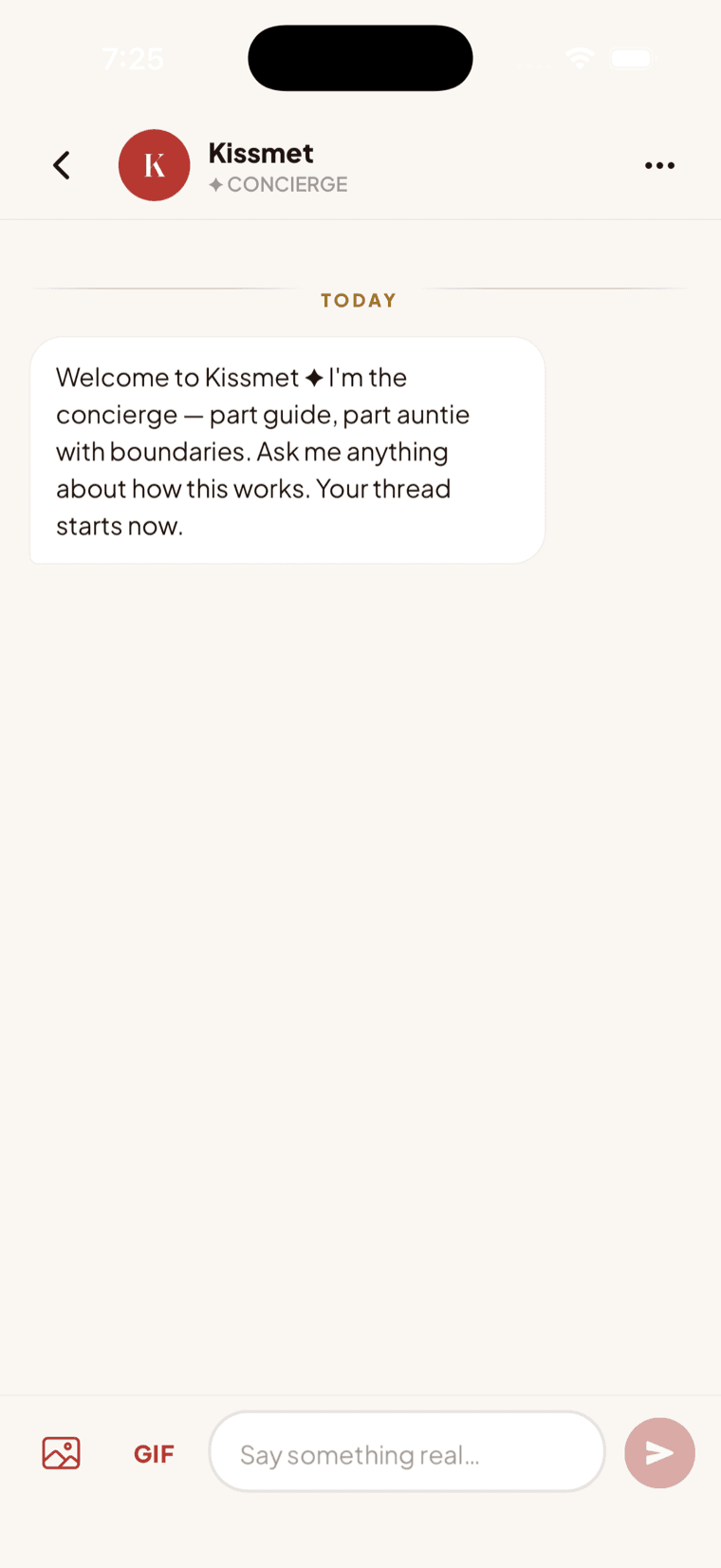 The Kissmet concierge welcoming a new member: part guide, part auntie with boundaries